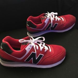 Red New Balance 574’s